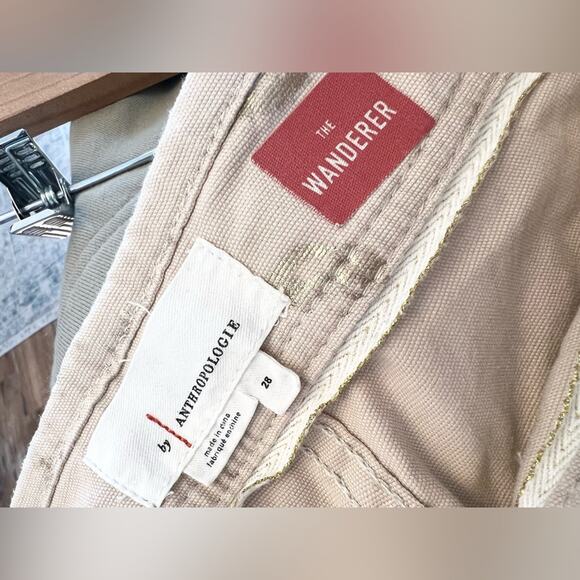 Anthropologie wanderer utility pants gold foil relaxed high waist button fly 28 - Picture 7 of 10